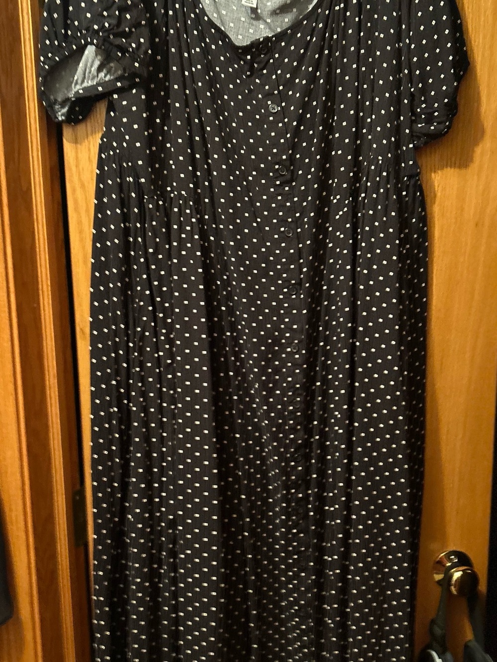 Ava & Viv Black Maxi Dress with White Polka Dots